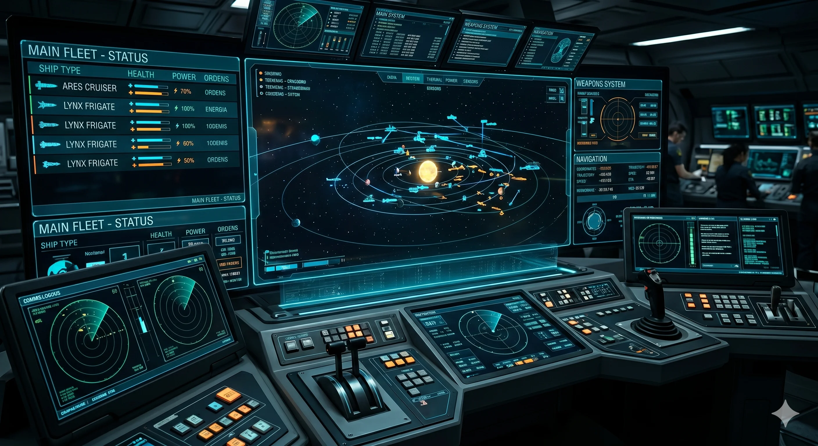 Starfleet command interface from Carving Space showing fleet management and tactical deployment